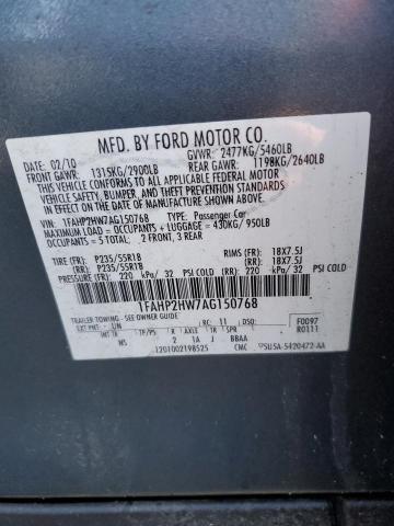 2010 Ford Taurus Sel მანქანა იყიდება აუქციონზე, vin: 1FAHP2HW7AG150768, აუქციონის ნომერი: 45617024