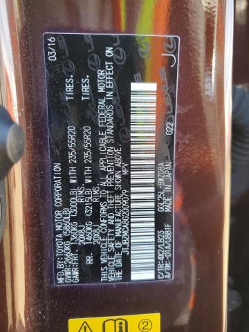 Aukcja sprzedaży 2016 Lexus Rx 350, vin: JTJBZMCA8G2009079, numer aukcji: 47822714