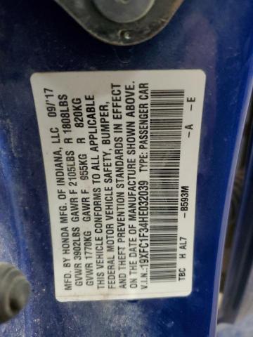 Продажа на аукционе авто 2017 Honda Civic Ex, vin: 19XFC1F34HE032039, номер лота: 45523994