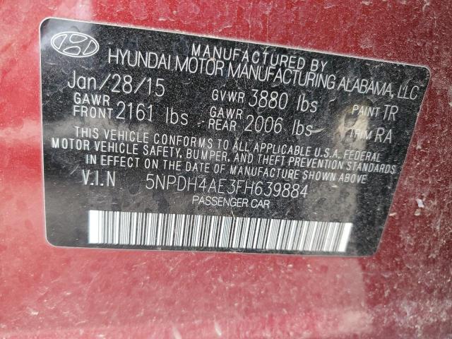 Продаж на аукціоні авто 2015 Hyundai Elantra Se, vin: 5NPDH4AE3FH639884, номер лоту: 47596824