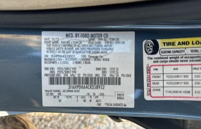 Aukcja sprzedaży 2012 Ford Fusion Se, vin: 3FAHP0HA4CR358952, numer aukcji: 47782934