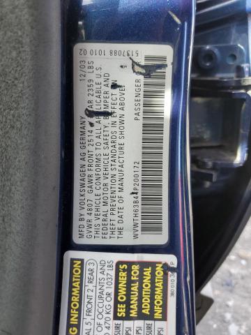 Aukcja sprzedaży 2004 Volkswagen Passat Glx 4motion, vin: WVWTH63B44P200172, numer aukcji: 45478724