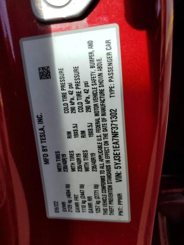 46904664 :رقم المزاد ، 5YJ3E1EA7NF371302 vin ، 2022 Tesla Model 3 مزاد بيع