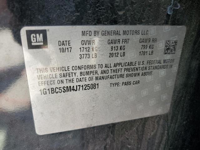 2018 Chevrolet Cruze Ls მანქანა იყიდება აუქციონზე, vin: 1G1BC5SM4J7125081, აუქციონის ნომერი: 43215974