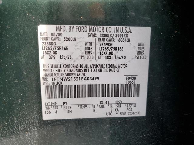 Aukcja sprzedaży 2001 Ford F250 Super Duty, vin: 1FTNW21S21EA03499, numer aukcji: 45419734