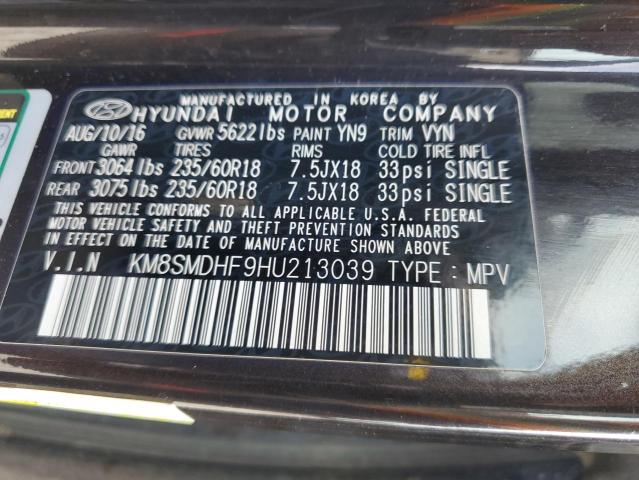 Aukcja sprzedaży 2017 Hyundai Santa Fe Se, vin: KM8SMDHF9HU213039, numer aukcji: 45459354