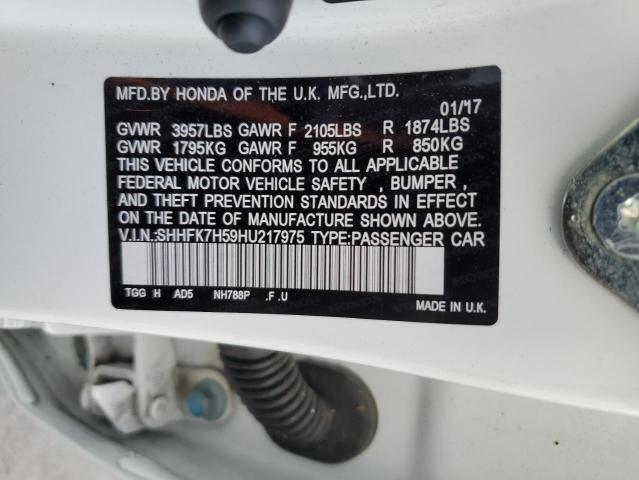 2017 Honda Civic Ex მანქანა იყიდება აუქციონზე, vin: SHHFK7H59HU217975, აუქციონის ნომერი: 46449304