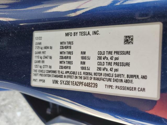 48261614 :رقم المزاد ، 5YJ3E1EA2PF448239 vin ، 2023 Tesla Model 3 مزاد بيع