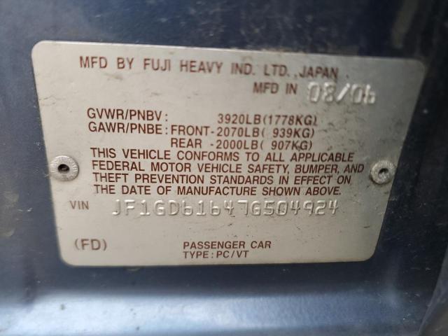 Aukcja sprzedaży 2007 Subaru Impreza, vin: JF1GD61647G504924, numer aukcji: 48027264
