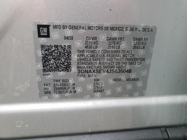 Продаж на аукціоні авто 2018 Chevrolet Equinox Lt, vin: 3GNAXSEV4JS636048, номер лоту: 47584384