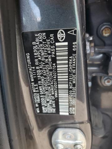 Aukcja sprzedaży 2015 Toyota Yaris, vin: VNKKTUD37FA027704, numer aukcji: 45293304