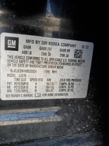 2022 Buick Encore Preferred მანქანა იყიდება აუქციონზე, vin: KL4CJESM4NB532624, აუქციონის ნომერი: 46115114