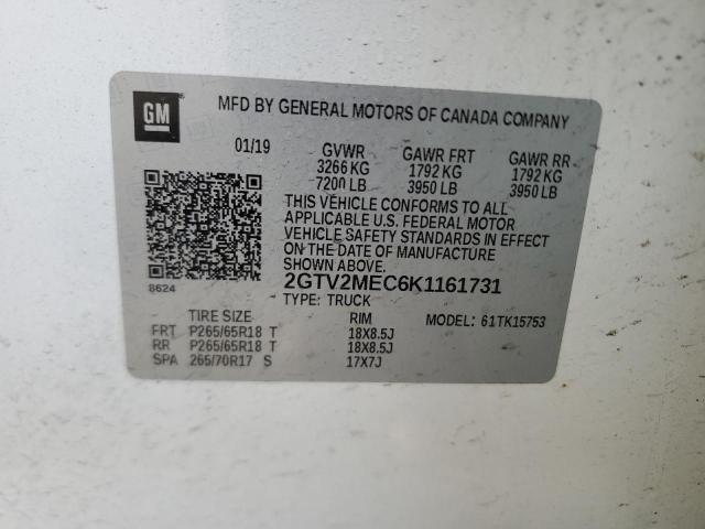 Aukcja sprzedaży 2019 Gmc Sierra Limited K1500 Sle, vin: 2GTV2MEC6K1161731, numer aukcji: 44879854