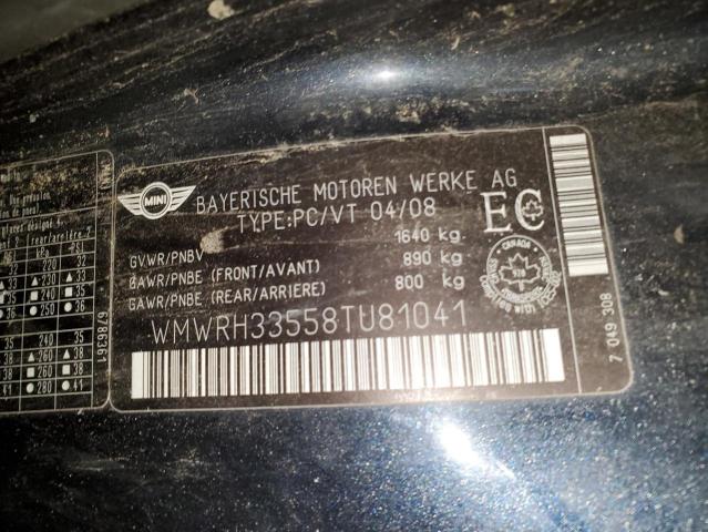 Продажа на аукционе авто 2008 Mini Cooper S, vin: WMWRH33558TU81041, номер лота: 45438974