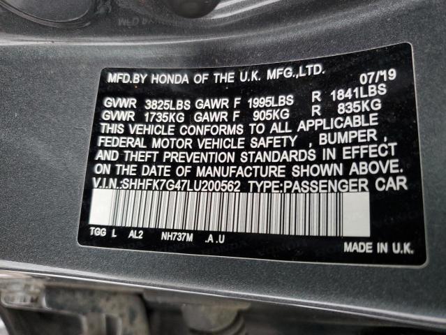 Продажа на аукционе авто 2020 Honda Civic Sport, vin: SHHFK7G47LU200562, номер лота: 47321124