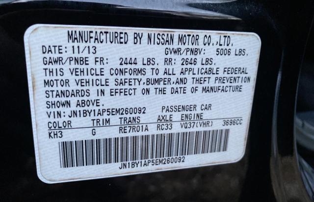 2014 Infiniti Q70 3.7 მანქანა იყიდება აუქციონზე, vin: JN1BY1AP5EM260092, აუქციონის ნომერი: 46726144