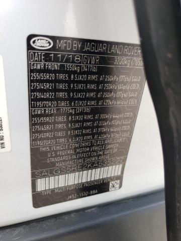 2019 Land Rover Range Rover Supercharged მანქანა იყიდება აუქციონზე, vin: SALGS5RE2KA535227, აუქციონის ნომერი: 46728404