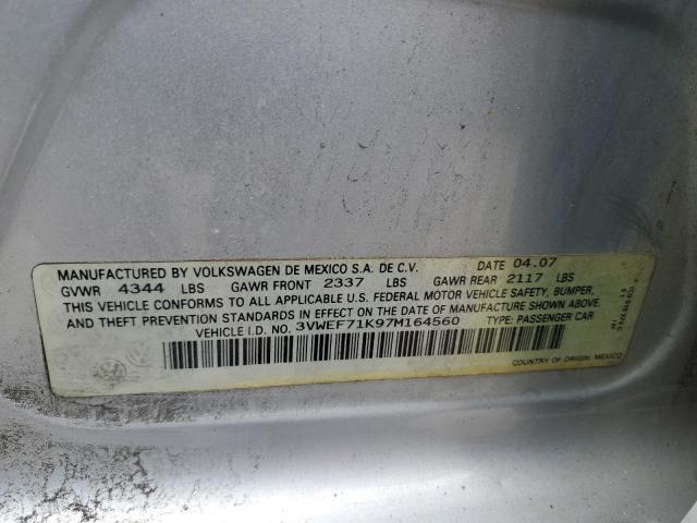 2007 Volkswagen Jetta Wolfsburg მანქანა იყიდება აუქციონზე, vin: 3VWEF71K97M164560, აუქციონის ნომერი: 45410434