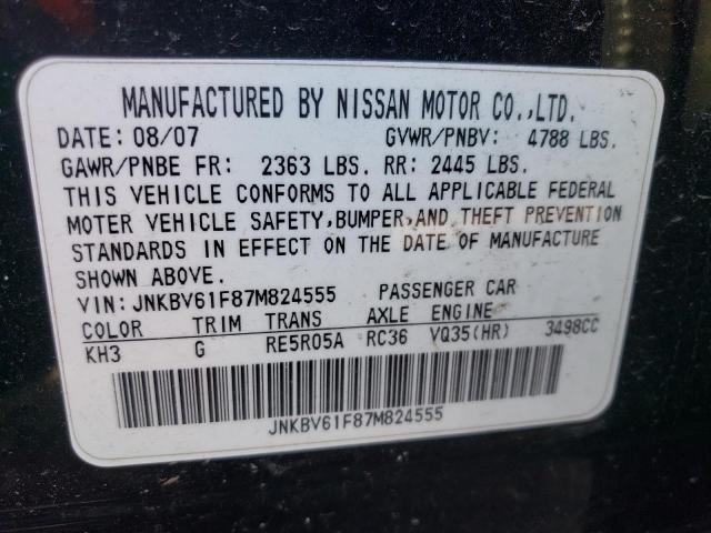 Aukcja sprzedaży 2007 Infiniti G35, vin: JNKBV61F87M824555, numer aukcji: 45491544