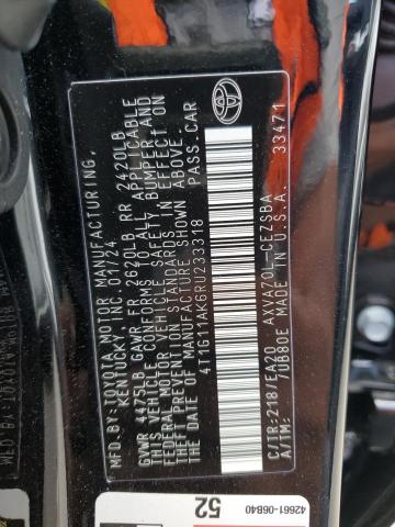Aukcja sprzedaży 2024 Toyota Camry Se Night Shade, vin: 4T1G11AK6RU233318, numer aukcji: 45436664