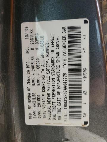 46263084 :رقم المزاد ، 1HGCP2F87AA042776 vin ، 2010 Honda Accord Exl مزاد بيع