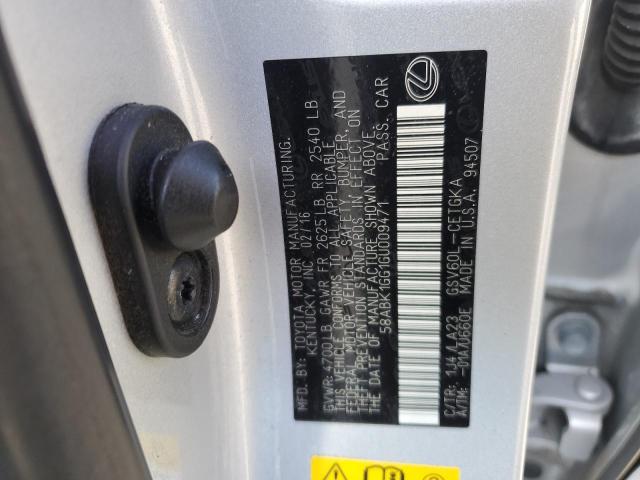 2016 Lexus Es 350 მანქანა იყიდება აუქციონზე, vin: 58ABK1GG1GU009471, აუქციონის ნომერი: 43888784