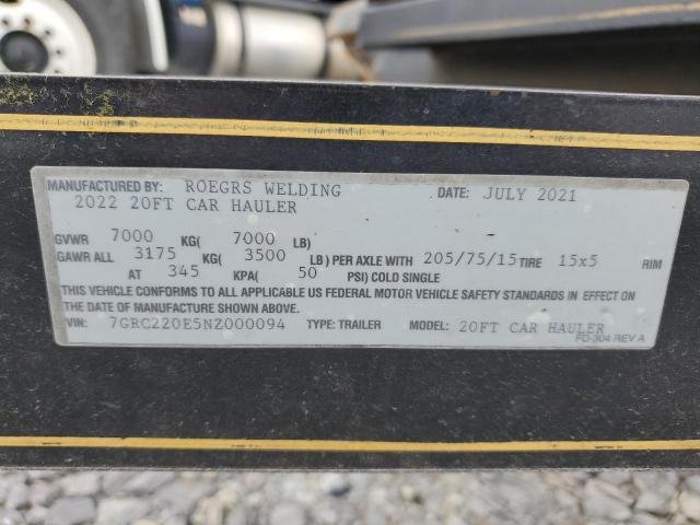 Aukcja sprzedaży 2022 Trail King Outlaw, vin: 7GRC220E5NZ000094, numer aukcji: 44957504