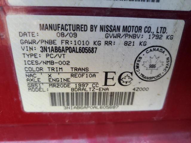 Продажа на аукционе авто 2010 Nissan Sentra 2.0, vin: 3N1AB6AP0AL605687, номер лота: 46208004