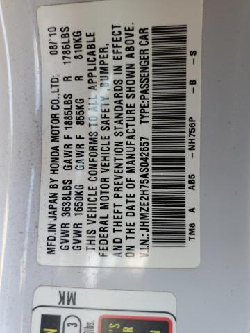 2010 Honda Insight Ex მანქანა იყიდება აუქციონზე, vin: JHMZE2H75AS042657, აუქციონის ნომერი: 47855904