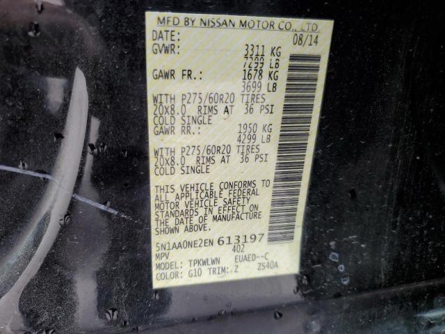 Aukcja sprzedaży 2014 Nissan Armada Platinum, vin: 5N1AA0NE2EN613197, numer aukcji: 45241124