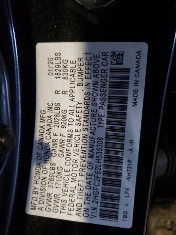 Aukcja sprzedaży 2020 Honda Civic Lx, vin: 2HGFC2F62LH535308, numer aukcji: 49966695