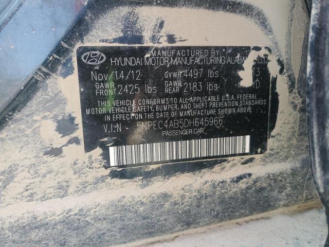 2013 Hyundai Sonata Se მანქანა იყიდება აუქციონზე, vin: 5NPEC4AB5DH645966, აუქციონის ნომერი: 51115965