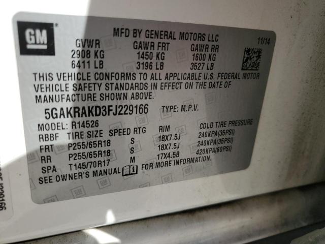 Продажа на аукционе авто 2015 Buick Enclave, vin: 5GAKRAKD3FJ229166, номер лота: 48294085