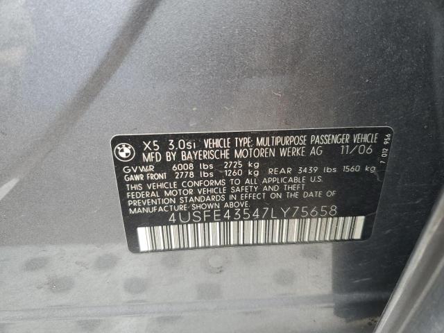 Aukcja sprzedaży 2007 Bmw X5, vin: 4USFE43547LY75658, numer aukcji: 46067445