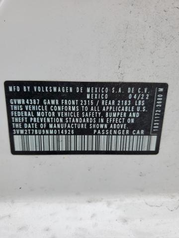 47801515 :رقم المزاد ، 3VW2T7BU9NM014926 vin ، 2022 Volkswagen Jetta مزاد بيع