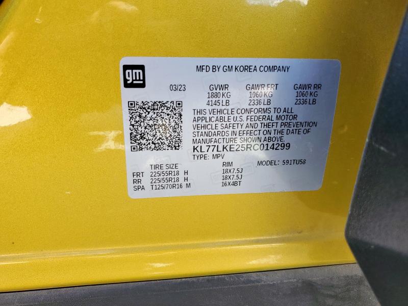 Aukcja sprzedaży 2024 Chevrolet Trax Activ, vin: KL77LKE25RC014299, numer aukcji: 50138265