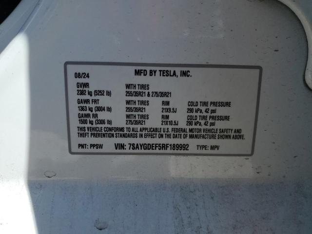 2024 Tesla Model Y მანქანა იყიდება აუქციონზე, vin: 7SAYGDEF5RF189992, აუქციონის ნომერი: 49409115
