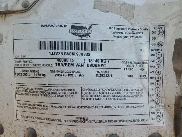 2006 Wabash Trailer მანქანა იყიდება აუქციონზე, vin: 1JJV281W06L978983, აუქციონის ნომერი: 48127055