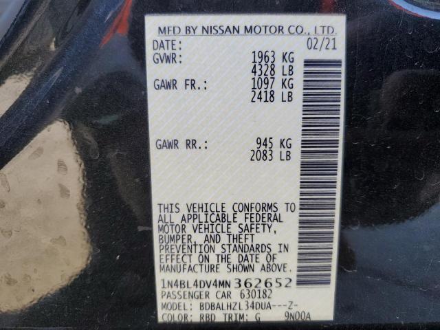 Aukcja sprzedaży 2021 Nissan Altima, vin: 1N4BL4DV4MN362652, numer aukcji: 50144145