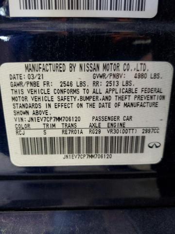 2021 Infiniti Q50 Sensor მანქანა იყიდება აუქციონზე, vin: JN1EV7CP7MM706120, აუქციონის ნომერი: 49788525