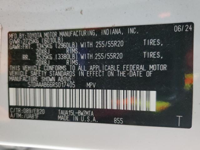 Auction sale of the 2024 Lexus Tx 350 Bas, vin: 5TDAAAB66RS017405, lot number: 50094345