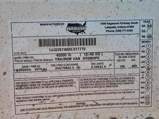 Продаж на аукціоні авто 2006 Wabash Trailer, vin: 1JJV281W06L977770, номер лоту: 47016835