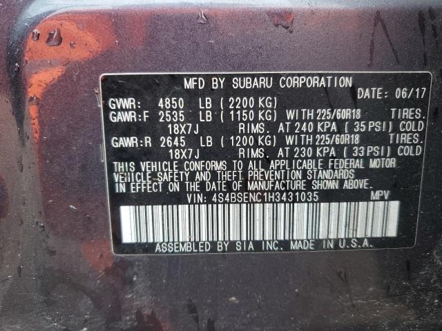 51073645 :رقم المزاد ، 4S4BSENC1H3431035 vin ، 2017 Subaru Outback مزاد بيع