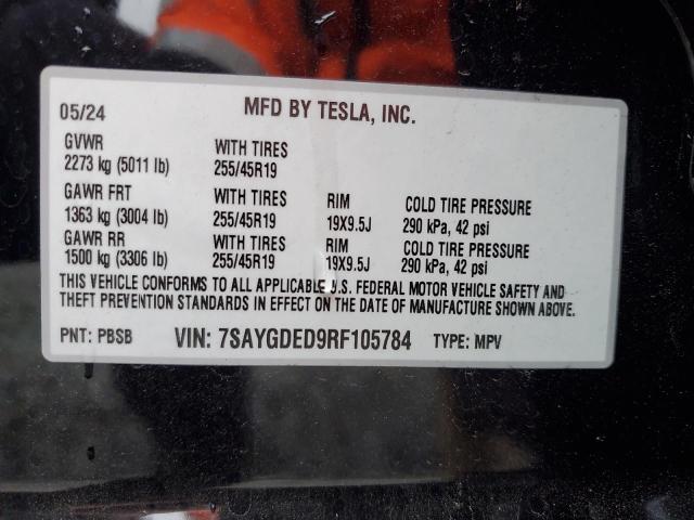 Aukcja sprzedaży 2024 Tesla Model Y, vin: 7SAYGDED9RF105784, numer aukcji: 48559955