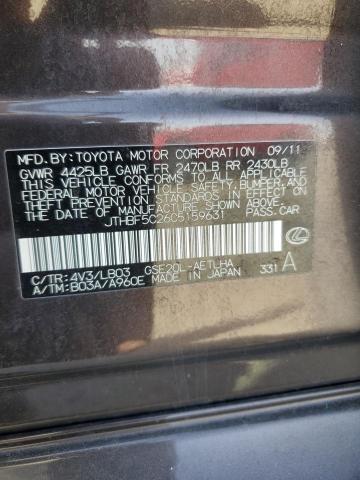 Aukcja sprzedaży 2012 Lexus Is 250, vin: JTHBF5C26C5159631, numer aukcji: 50049665