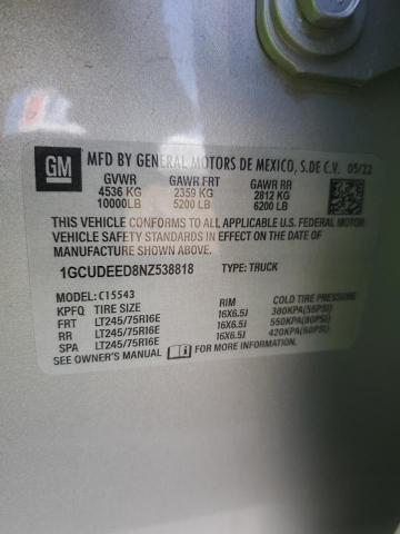 Aukcja sprzedaży 2022 Chevrolet Silverado, vin: 1GCUDEED3NZ553954, numer aukcji: 49630895