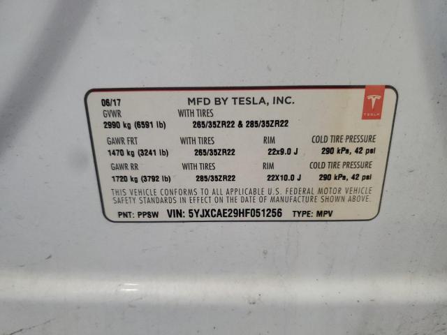 Продажа на аукционе авто 2017 Tesla Model X, vin: 5YJXCAE29HF051256, номер лота: 49969215