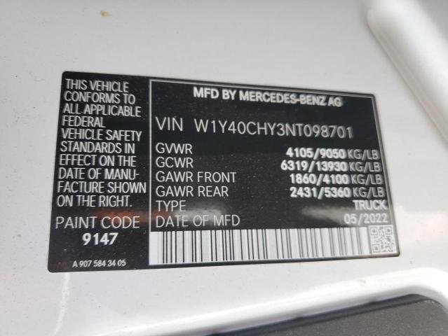 Aukcja sprzedaży 2022 Mercedes-benz Sprinter, vin: W1Y40CHY3NT098701, numer aukcji: 48874266