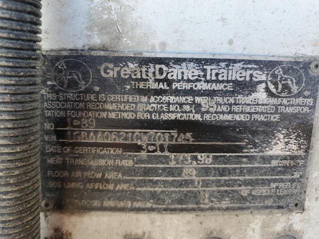 Aukcja sprzedaży 2012 Great Dane Trailer 53 Reefer, vin: 1GRAA0621CW701745, numer aukcji: 50142655