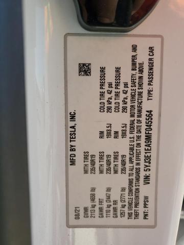 Auction sale of the 2021 Tesla Model 3, vin: 5YJ3E1EA9MF045564, lot number: 50001955